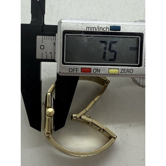 SEIKO 11-3479 Gold Tone Wind-up Analog Women's Square Watch Black Face Bracelet - Picture 6 of 6